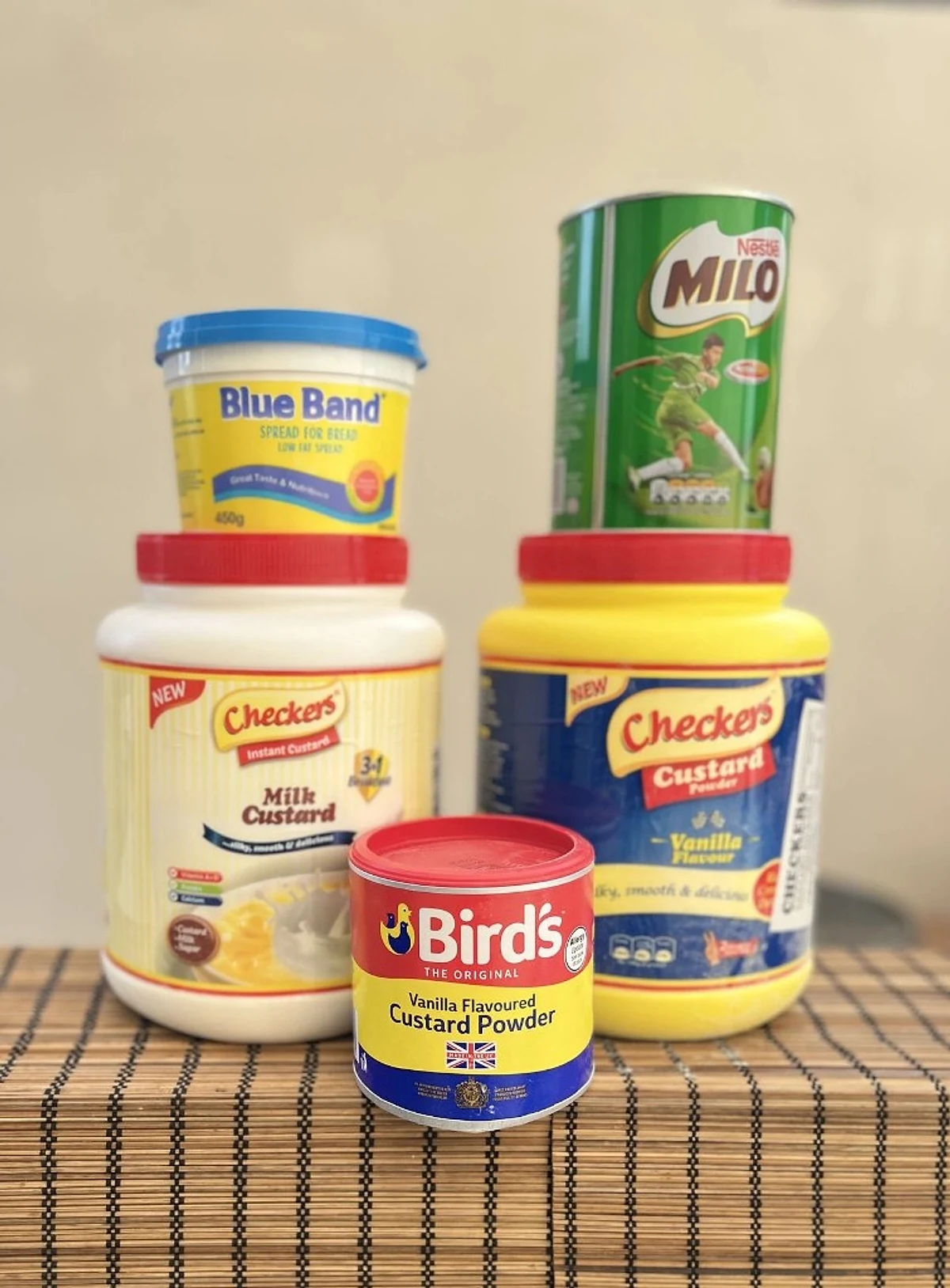 Blue Band, Nestlé Milo, Checkers custard and Bird's custard powder